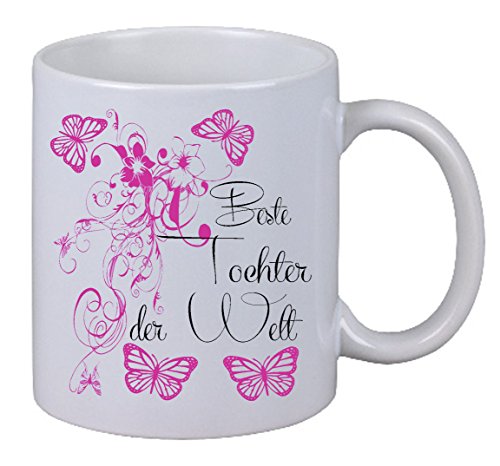 Netspares 119127529 Kaffee Tasse Beste Tochter Floral Geburtstag Geschenk Überraschung Butterfly, Weiß von Netspares