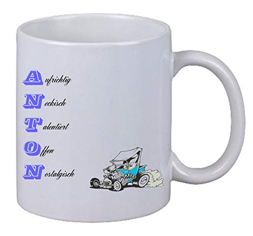 Netspares 119286373 Kaffee Tasse Namenstasse Anton Geburtstag Geschenk Weihnachten Fun Familie, Weiß von Netspares