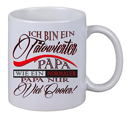 Netspares 119401761 Kaffee Tasse Ich bin ein Tätowierter Papa Wie ein Normaler nur Cooler Geschenk, Weiß von Netspares