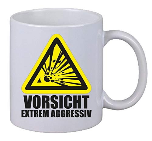 Netspares 131290288 Kaffee Tasse Vorsicht Extrem Aggressiv Explosionsgefahr Geschenk X-Mas NEU, Weiß von Netspares