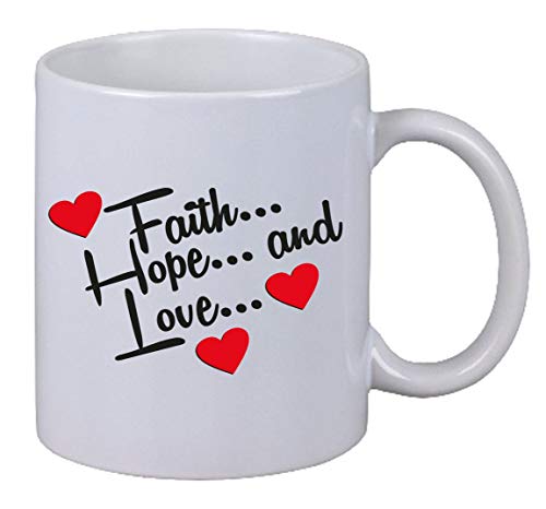 Netspares 131290691 Kaffee Tasse Faith Hope And Love Heart Herz Liebe Familie Weihnachten Geschenk, Weiß von Netspares