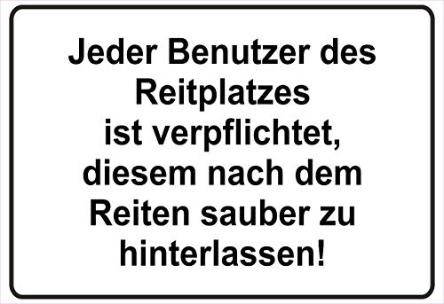 Schild Hinweisschild Hinweis Reitplatz sauber halten Pferd Stall Reiter Pferd von Netspares