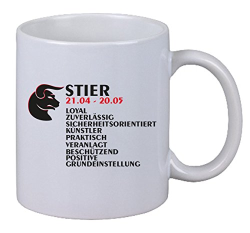 Netspares 142074453 Kaffee Tasse Sternzeichen STIER Horoskop Tierkreiszeichen Geschenk Büro X-Mas, Weiß von NetSpares