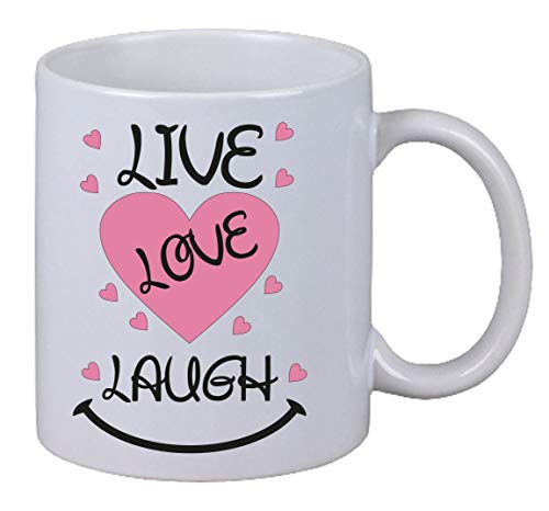 Netspares 144256154 Kaffee Tasse Live Love Laugh Liebe Lebe Lachen Geschenk Frau Weihnachten Büro, Weiß von NetSpares