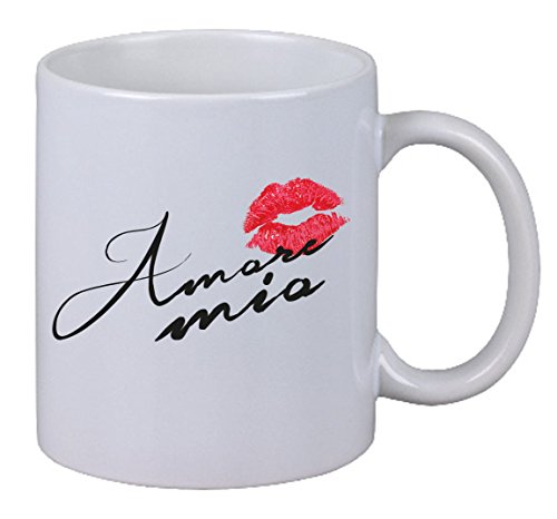 Netspares 144258853 Kaffee Tasse Amore mio Meine Liebe Love Geschenk Weihnachten Kiss Frau X-Mas, Weiß von Netspares