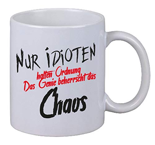 Netspares 144292793 Kaffee Tasse Nur Idioten halten Ordnung Chaos Geschenk Büro Chef Weihnachten, Weiß von Netspares