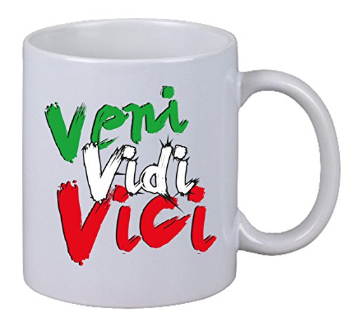 Netspares 144354420 Kaffee Tasse Veni Vidi Vici Latein Spruch Italien Italy Geschenk Weihnachten, Weiß von NetSpares