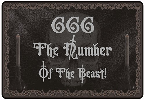 Schild Hinweisschild Hinweis 666 The Number of The Beast Devil Gothic Skull von NetSpares