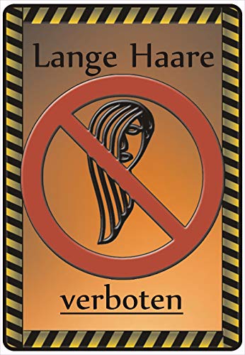 Schild Hinweisschild Hinweis Lange Haare verboten Haar Lang Gefahr Brand SOS von Netspares