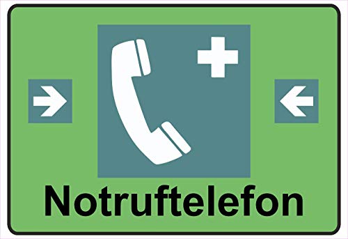 Schild Hinweisschild Hinweis Notruftelefon Notruf Telefon SOS Gefahr Vorsicht von Netspares