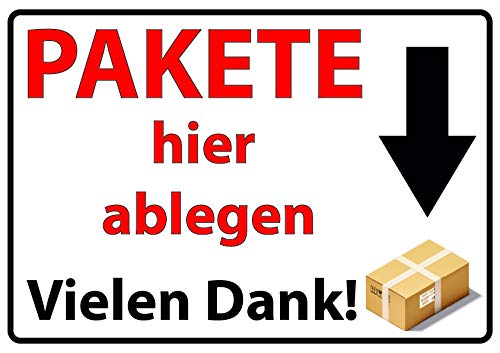 Schild Hinweisschild Hinweis "Paketdienst Pakete hier ablegen" von Netspares