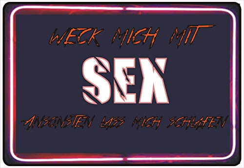 Schild Hinweisschild Hinweis Weck Mich mit Sex ansonsten Lass es bleiben Fun von Netspares