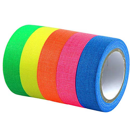 Neon Tape Klebebänder, 25m UV Schwarzlicht Reflektierend Bänder Gewebeband Neon Gaffa Tape Fluoreszierendes Leuchtband für Handwerk Partydeko Weihnachtsdeko von Netspower