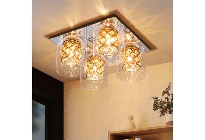 Nettlife Deckenleuchte Kristall Schwarz Deckenlampe Schlafzimmer E27/G9 Modern Wohnzimmer, LED wechselbar, Esszimmer Küchenlampe für Küche Büro von Nettlife