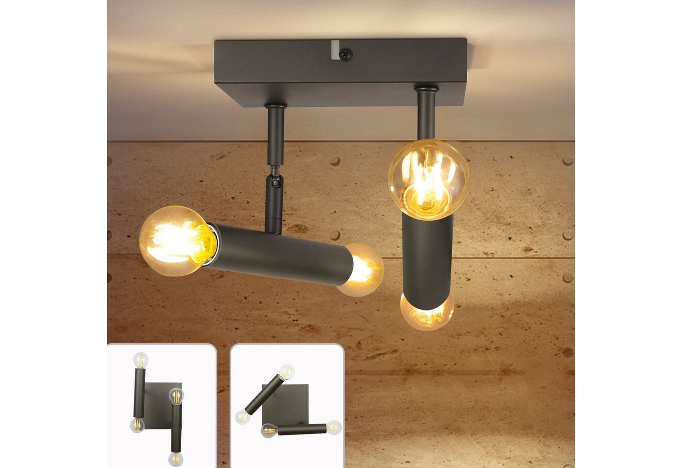 Nettlife Deckenleuchte Retro Industrial Metall E14 Schwenkbar, LED wechselbar, Anti-Oxidation, kein Ausbleichen von Nettlife