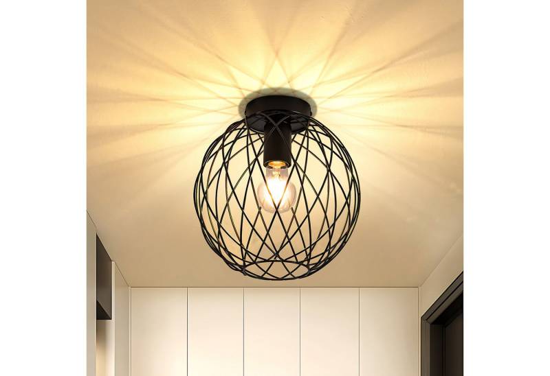 Nettlife Deckenleuchte Schwarz Vintage Kaefig Deckenstrahler E27 Lampenfassung Metall, LED wechselbar, Einzeln Esszimmerlampe für Wohnzimmer Küche Schlafzimmer Flur von Nettlife