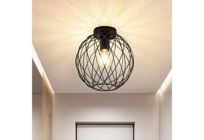 Nettlife Deckenleuchte 1 Flammig Deckenlampe Vintage Flurlampe Schwarz, LED wechselbar, Flur Schlafzimmer Küche von Nettlife