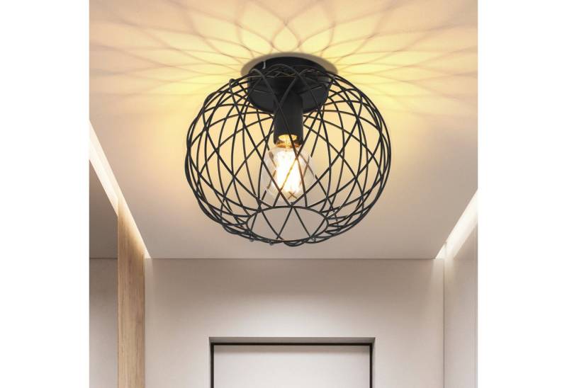 Nettlife Deckenleuchte 1 Flammig Deckenlampe Vintage Flurlampe Schwarz, LED wechselbar, Flur Schlafzimmer Küche von Nettlife