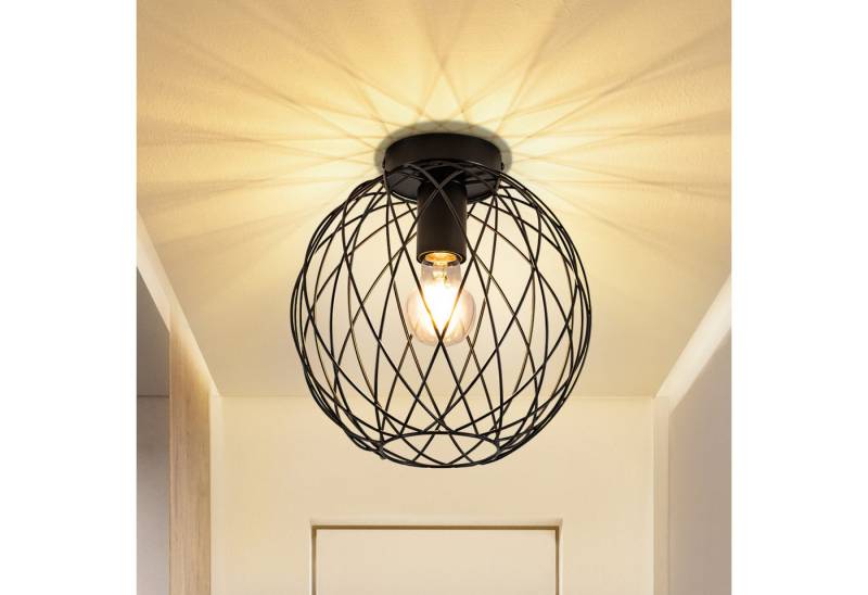 Nettlife Deckenleuchte Schwarz Vintage Kaefig Deckenstrahler E27 Lampenfassung Metall, LED wechselbar, Einzeln Esszimmerlampe für Wohnzimmer Küche Schlafzimmer Flur von Nettlife
