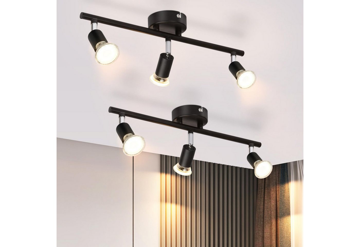 Nettlife Deckenstrahler 1/2/3/4/6 Flammig Schwarz GU10 Deckenspot Metall Modern, Schwenkbar 350°, LED wechselbar Nettlife Deckenstrahler 1/2/3/4/6 Flammig Schwarz GU10 Deckenspot Metall Modern, Schwenkbar 350°, LED wechselbar von Nettlife