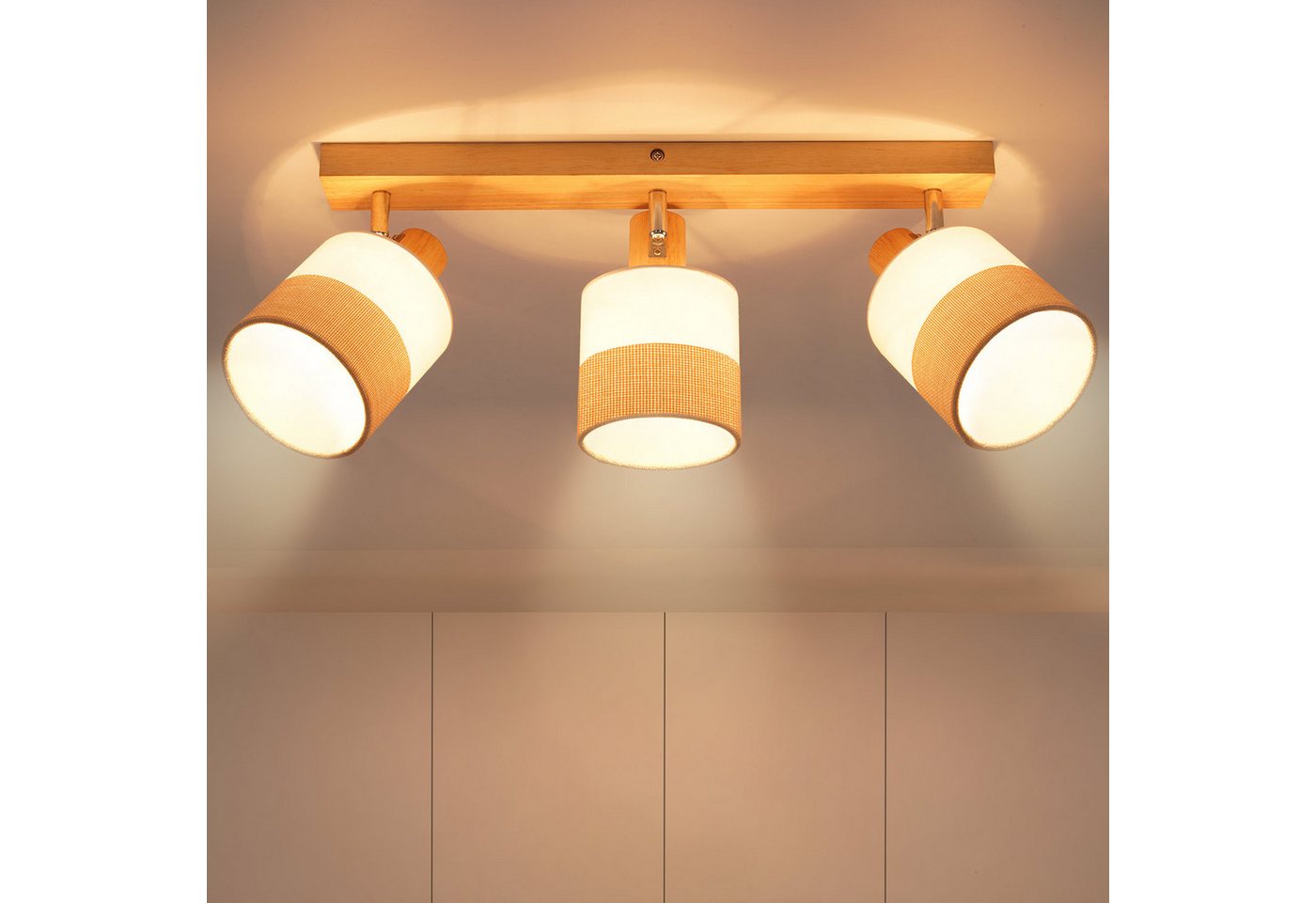 Nettlife Deckenstrahler Flur Holz 1/2/3/4 Flammig E14 Vintage Deckenleuchte Deckenspot, LED wechselbar, perfekt für Flur, Wohnzimmer, Schlafzimmer, Esszimmer Nettlife Deckenstrahler Flur Holz 1/2/3/4 Flammig E14 Vintage Deckenleuchte Deckenspot, LED wechselbar, perfekt für Flur, Wohnzimmer, Schlafzimmer, Esszimmer von Nettlife