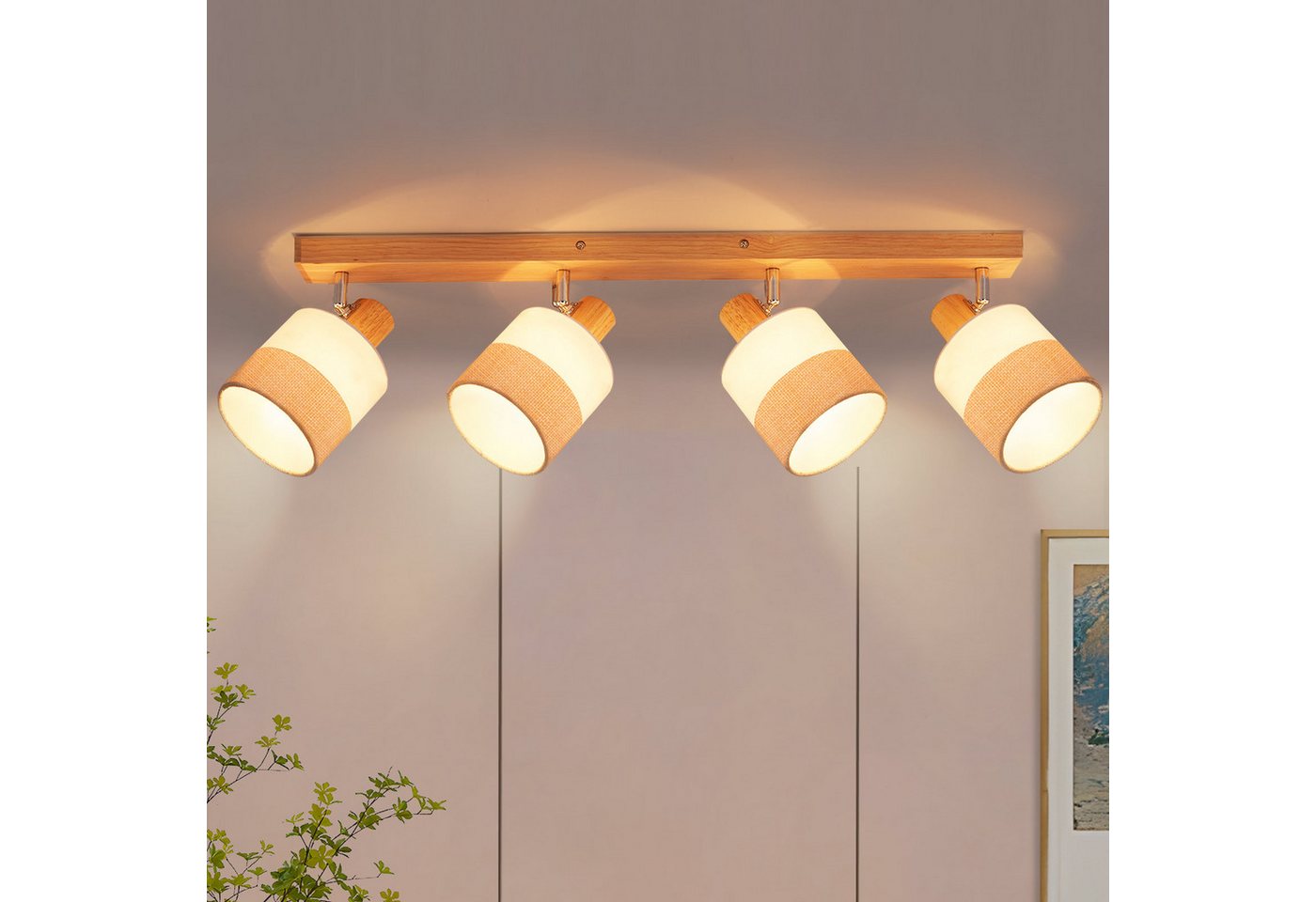 Nettlife Deckenstrahler Flur Holz 1/2/3/4 Flammig E14 Vintage Deckenleuchte Deckenspot, LED wechselbar, perfekt für Flur, Wohnzimmer, Schlafzimmer, Esszimmer Nettlife Deckenstrahler Flur Holz 1/2/3/4 Flammig E14 Vintage Deckenleuchte Deckenspot, LED wechselbar, perfekt für Flur, Wohnzimmer, Schlafzimmer, Esszimmer von Nettlife