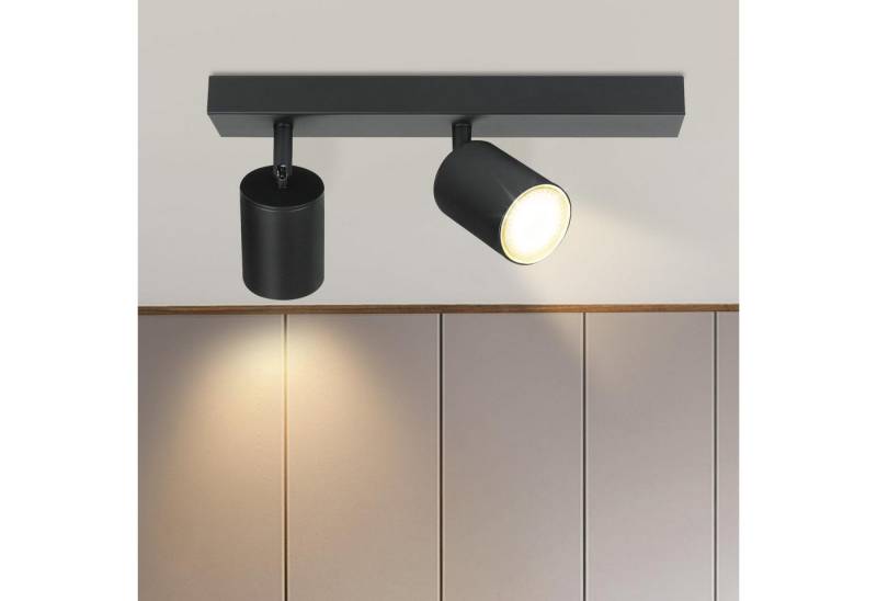 Nettlife Deckenstrahler Deckenstrahler GU10 Rechteckig 4flammig Schwarz, Schwenkbar 350°, LED wechselbar, Schlafzimmer Küche Flur von Nettlife