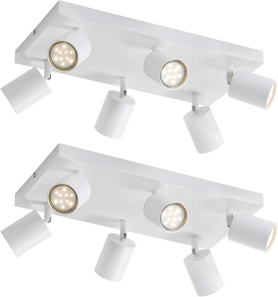 Nettlife Deckenstrahler Weiß 4/6 Flammig Deckenleuchte GU10 Deckenlampe Deckenspots, 330° Schwenkbar, LED wechselbar, für Wohnzimmer Schlafzimmer Küche Flur, 25W von Nettlife