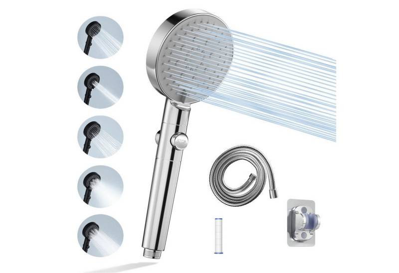 Nettlife Handbrause Duschkopf mit 1,5 m Schlauch 5 Strahlenden Duschbrause Dusche, (4-tlg., Handbrause), Großdruck erhöhend mit Filter Wassers top von Nettlife