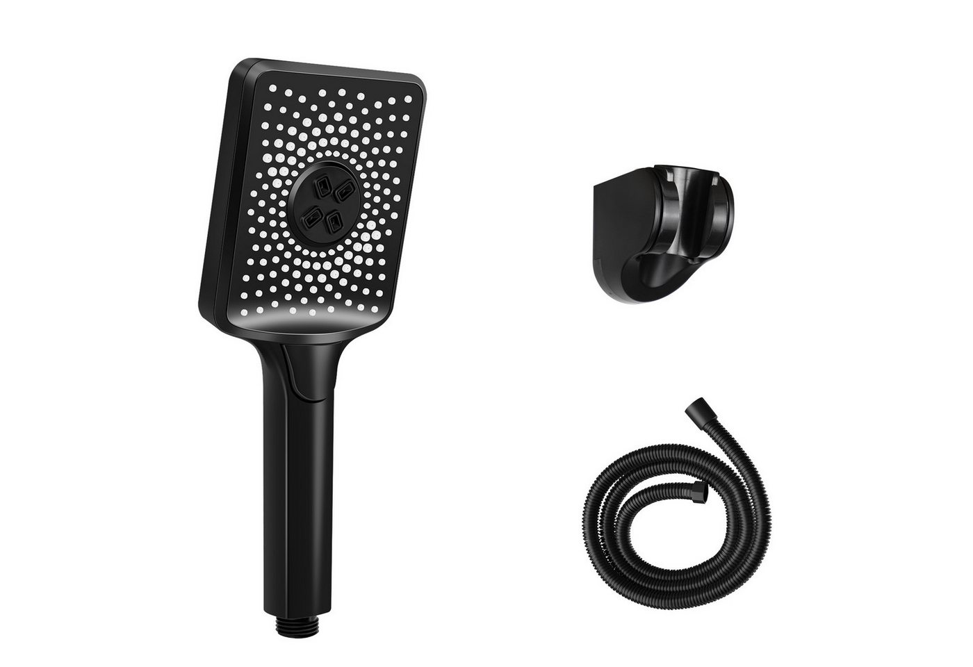 Nettlife Handbrause Schwarz/Nickel Runde Handheld Shower wassersparend mit 3/5 Strahlenden, (Handbrause), Großdruck erhöhend Mit Taste zur Einstellung des Wasserflusses von Nettlife