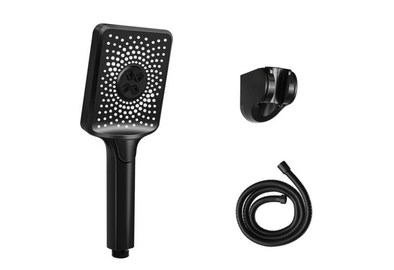 Nettlife Handbrause Schwarz/Nickel Runde Handheld Shower wassersparend mit 3/5 Strahlenden, (Handbrause), Großdruck erhöhend Mit Taste zur Einstellung des Wasserflusses von Nettlife