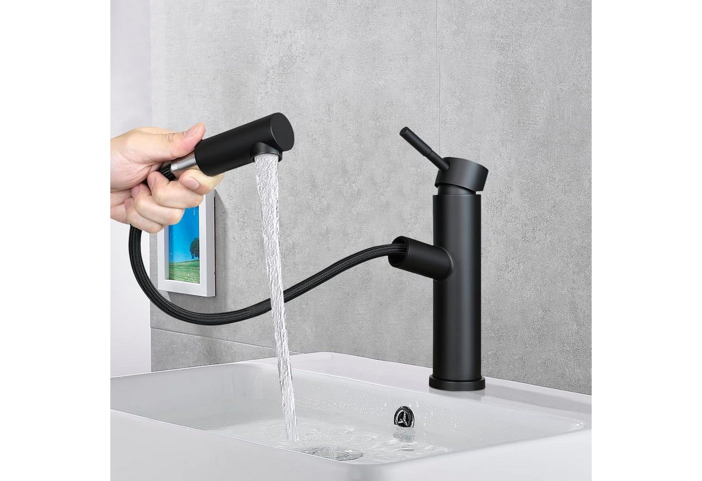 Nettlife Spültischarmatur Brause Wasserhahn Hochdruck Schwarz ausziehbare von Nettlife