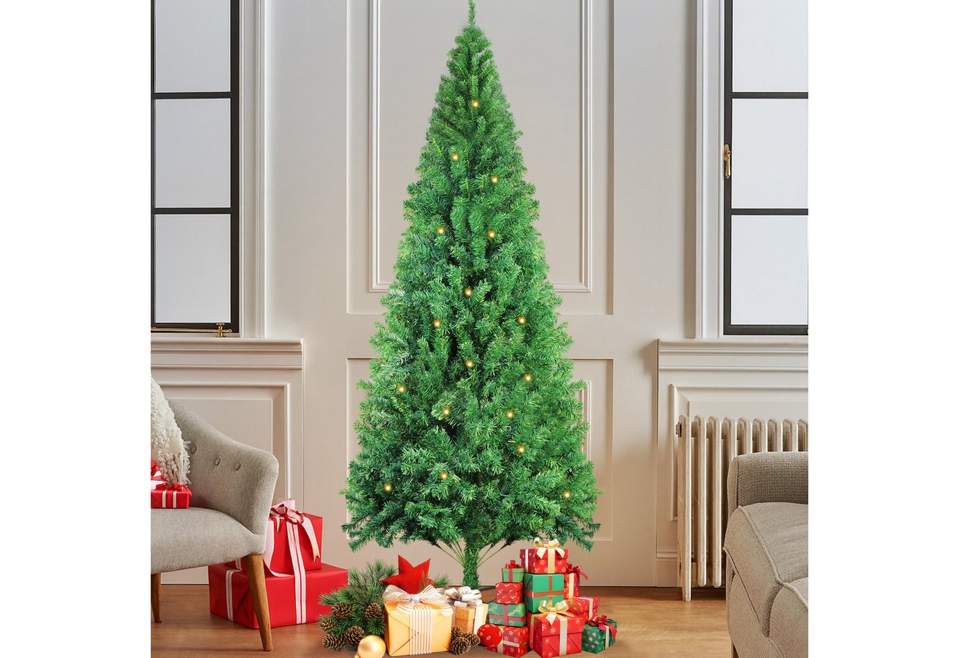 Nettlife Künstlicher Weihnachtsbaum 60/210 cm Rosa/mit Schnee/Grün stabilem Metallständer Tannenbaum PVC, für eine festliche Raumwirkung, Christbaum Künstlich von Nettlife