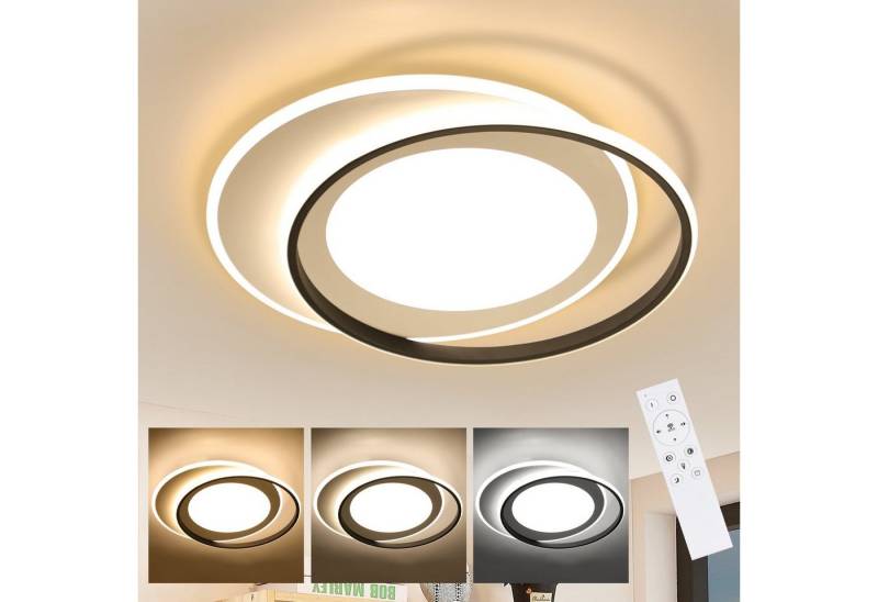 Nettlife LED Deckenleuchte Wohnzimmer Dimmbar mit Fernbedienung Schwarz Modern 48cm, ‎Energieeffizient, timer, Dimmbar, LED fest integriert, Warmweiß Neutralweiß Kaltweiß, Schlafzimmer Küche Esszimmer Büro von Nettlife