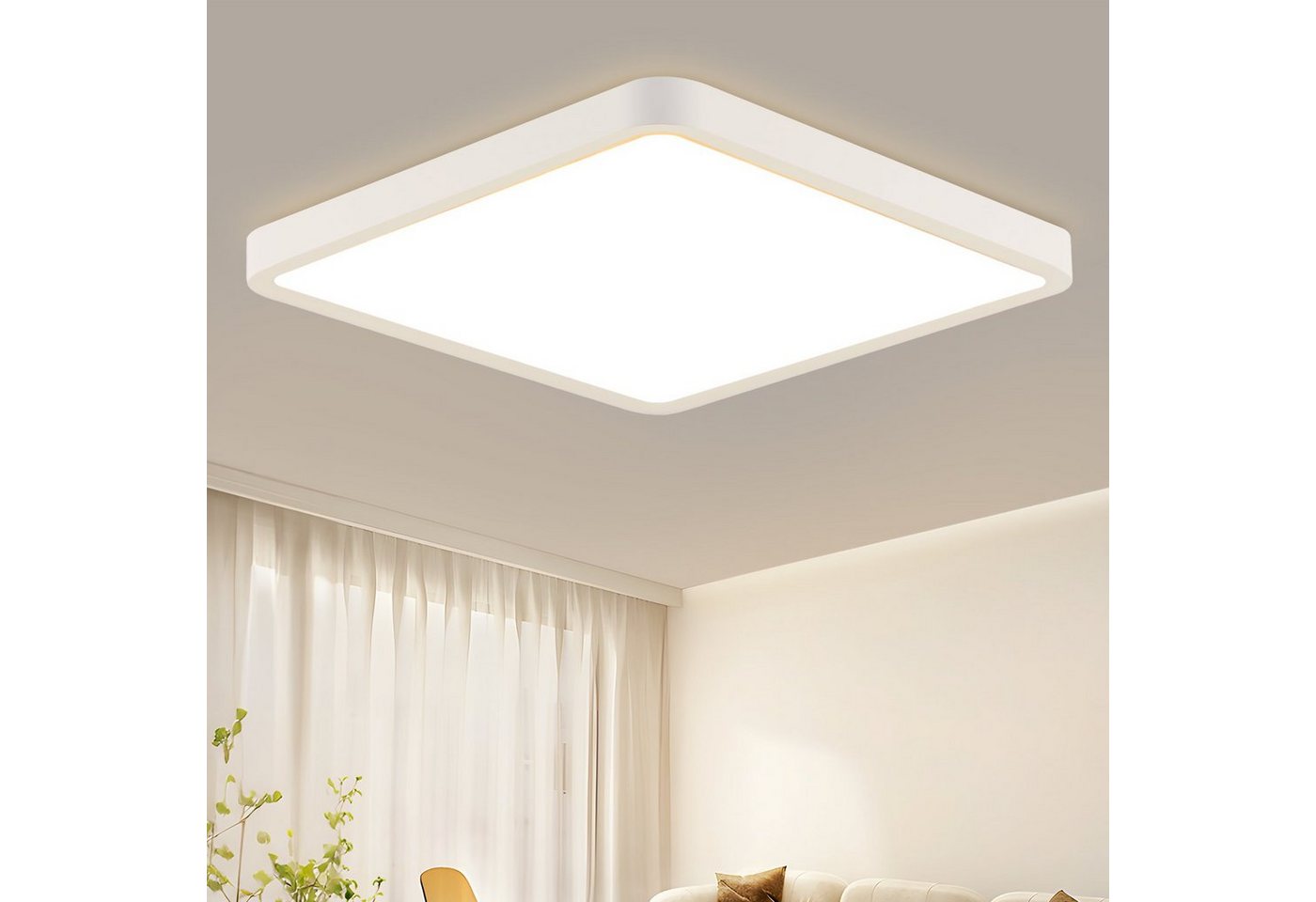 Nettlife LED Deckenleuchte Badezimmer Flach 23cm Deckenbeleuchtung IP44 23 W, Wasserdicht, LED fest integriert, Warmeweiß, für Schlafzimmer Kinderzimmer Flur von Nettlife