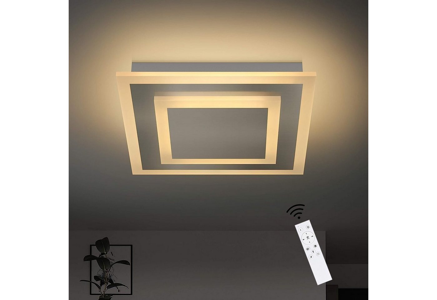 Nettlife LED Deckenleuchte Deckenlampe Dimmbar mit Fernbedienung stufenlos 41W 40cm, LED fest integriert, Warmweiß, Neutralweiß, Kaltweiß, für Wohnzimmer Schlafzimmer Büro Küche von Nettlife