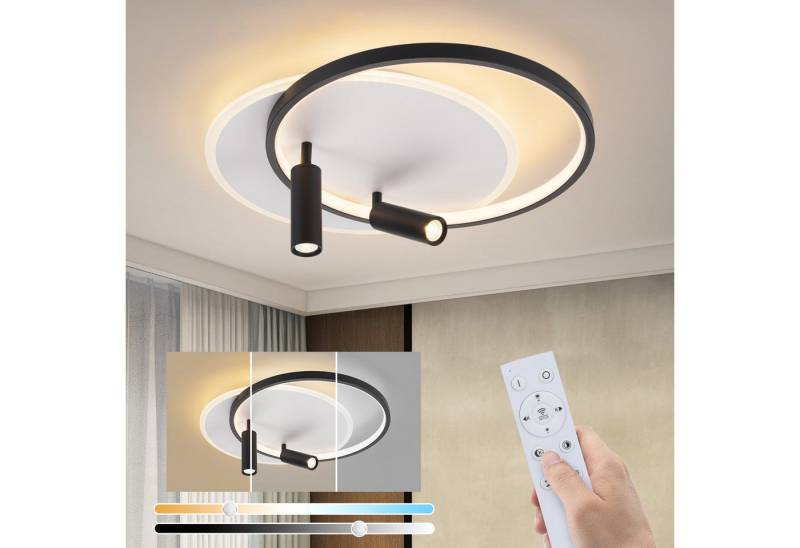 Nettlife LED Deckenleuchte Deckenlampe Schwarz Rund 52W Dimmbar mit 2 Deckenstrahler Modern Acryl, Dimmbar mit Fernbedienung, LED fest integriert, mit Fernbedienung für Schlafzimmer Küche Nettlife LED Deckenleuchte Deckenlampe Schwarz Rund 52W Dimmbar mit 2 Deckenstrahler Modern Acryl, Dimmbar mit Fernbedienung, LED fest integriert, mit Fernbedienung für Schlafzimmer Küche von Nettlife