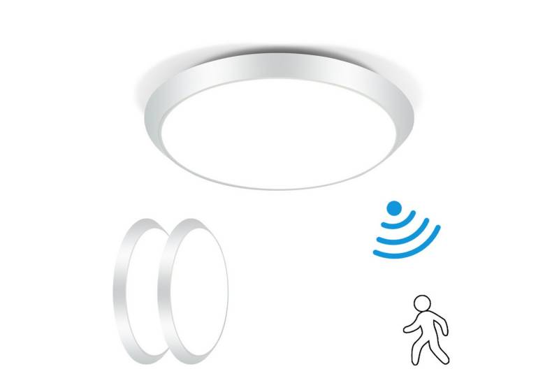 Nettlife LED Deckenleuchte Deckenlampe mit Bewegungsmelder innen Weiß 15W Rund, IP44, LED fest integriert, Neutralweiß, für Badzimmer Eingangs Treppe Flur von Nettlife