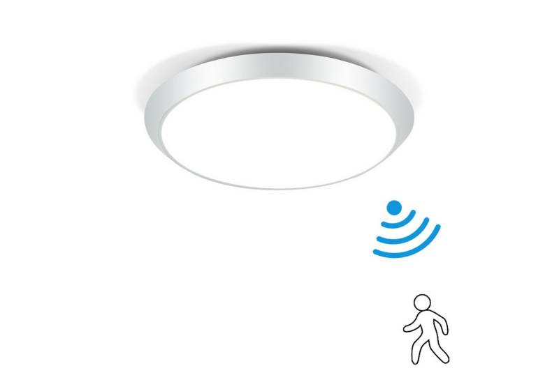 Nettlife LED Deckenleuchte Deckenlampe mit Bewegungsmelder innen Weiß 15W Rund, IP44, LED fest integriert, Neutralweiß, für Badzimmer Eingangs Treppe Flur von Nettlife