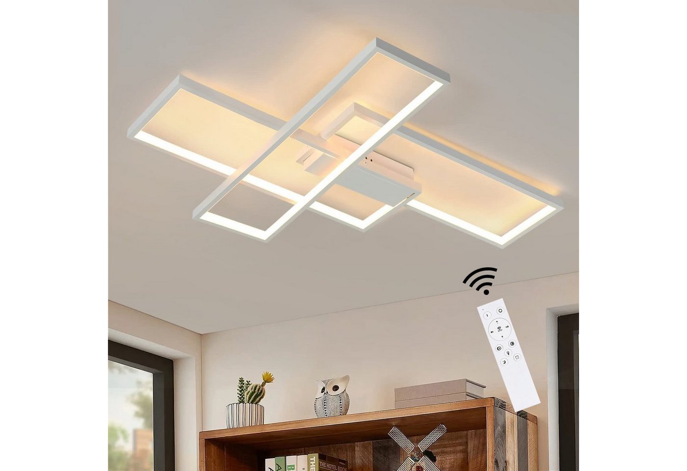 Nettlife LED Deckenleuchte Dimmbar mit Fernbedienung Wohnzimmerlampe Geometrisch, Warmweiß, Neutralweiß, Kaltweiß, Dimmbar von Nettlife