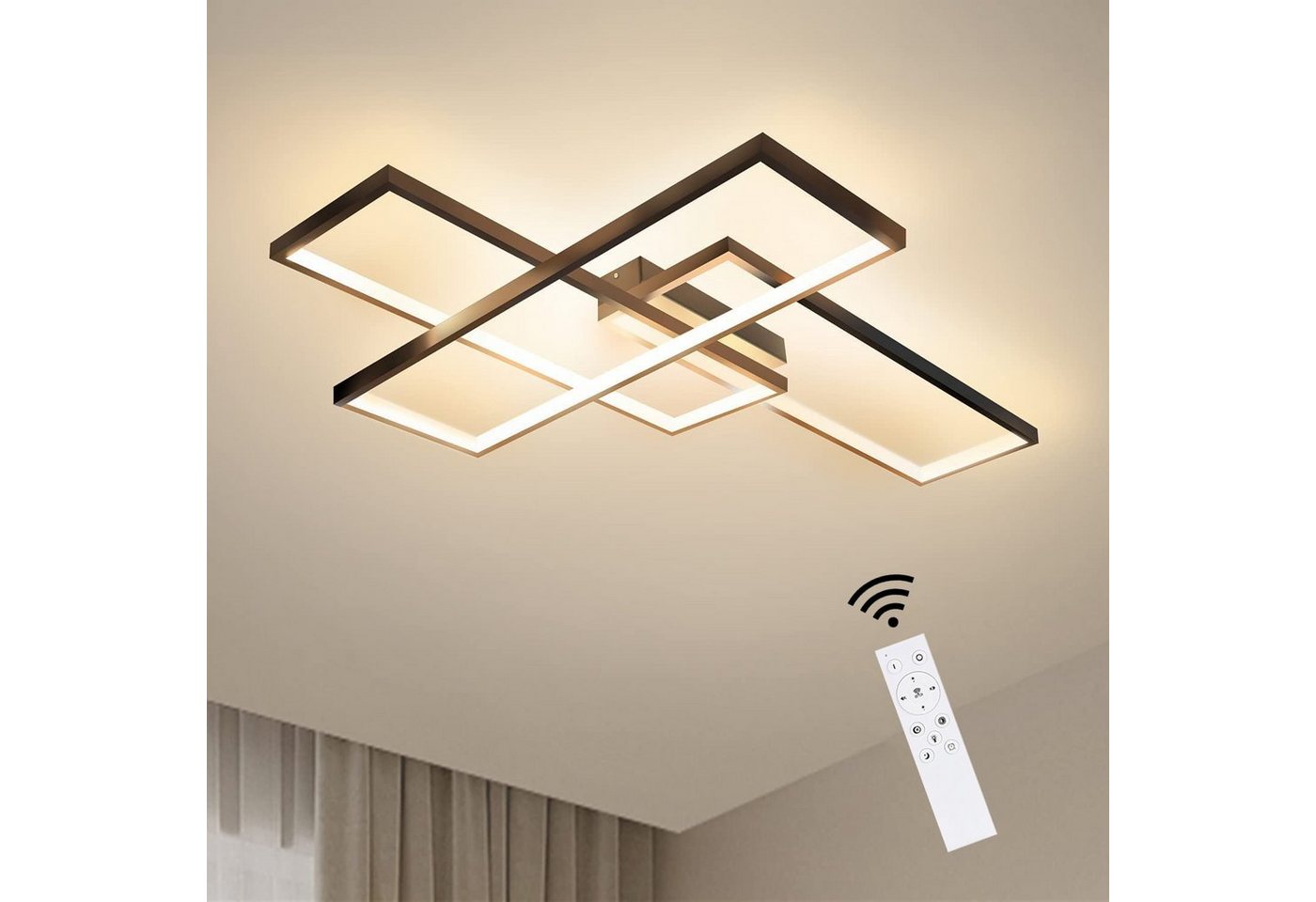 Nettlife LED Deckenleuchte Dimmbar mit Fernbedienung Wohnzimmerlampe Geometrisch, Warmweiß, Neutralweiß, Kaltweiß, Dimmbar von Nettlife