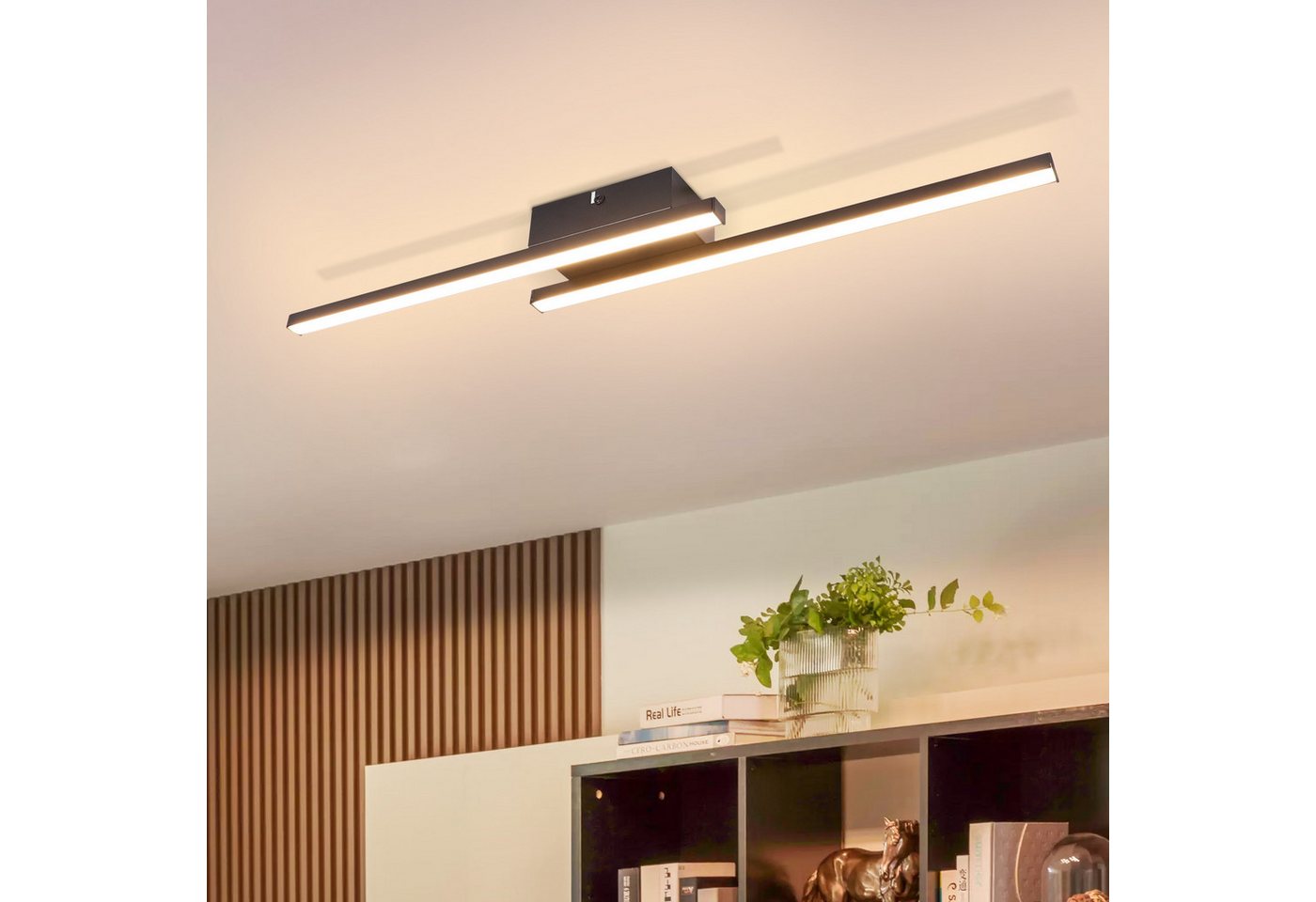 Nettlife LED Deckenleuchte Wohnzimmer Schwarz Deckenlampe LED 18W, LED fest integriert, Warmweiß, Flur Küche von Nettlife