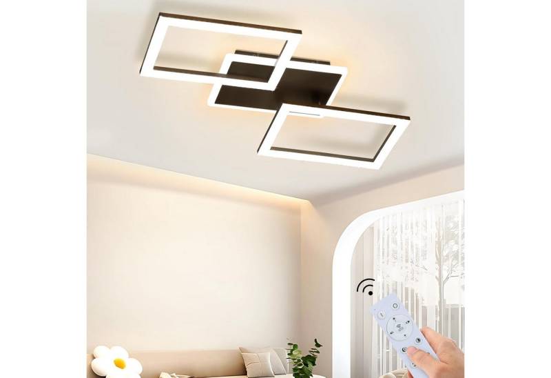 Nettlife LED Deckenleuchte Dimmbar Weiß/Schwarz Wohnzimmer 46W mit Fernbedienung Modern, LED fest integriert, Warmweiß Neutralweiß Kaltweiß, Schlafzimmer Büro Flur Küche von Nettlife