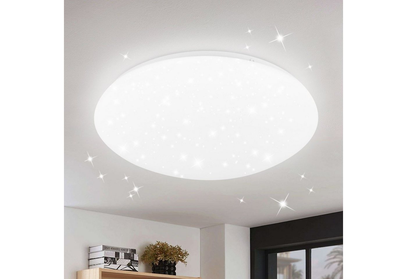 Nettlife LED Deckenleuchte Schlafzimmer Sternenhimmel 18W 3000/4000/6000K Ø30cm Rund, IP44 Wasserdicht, LED fest integriert, Badezimmer Küche Kinderzimmer Flur von Nettlife