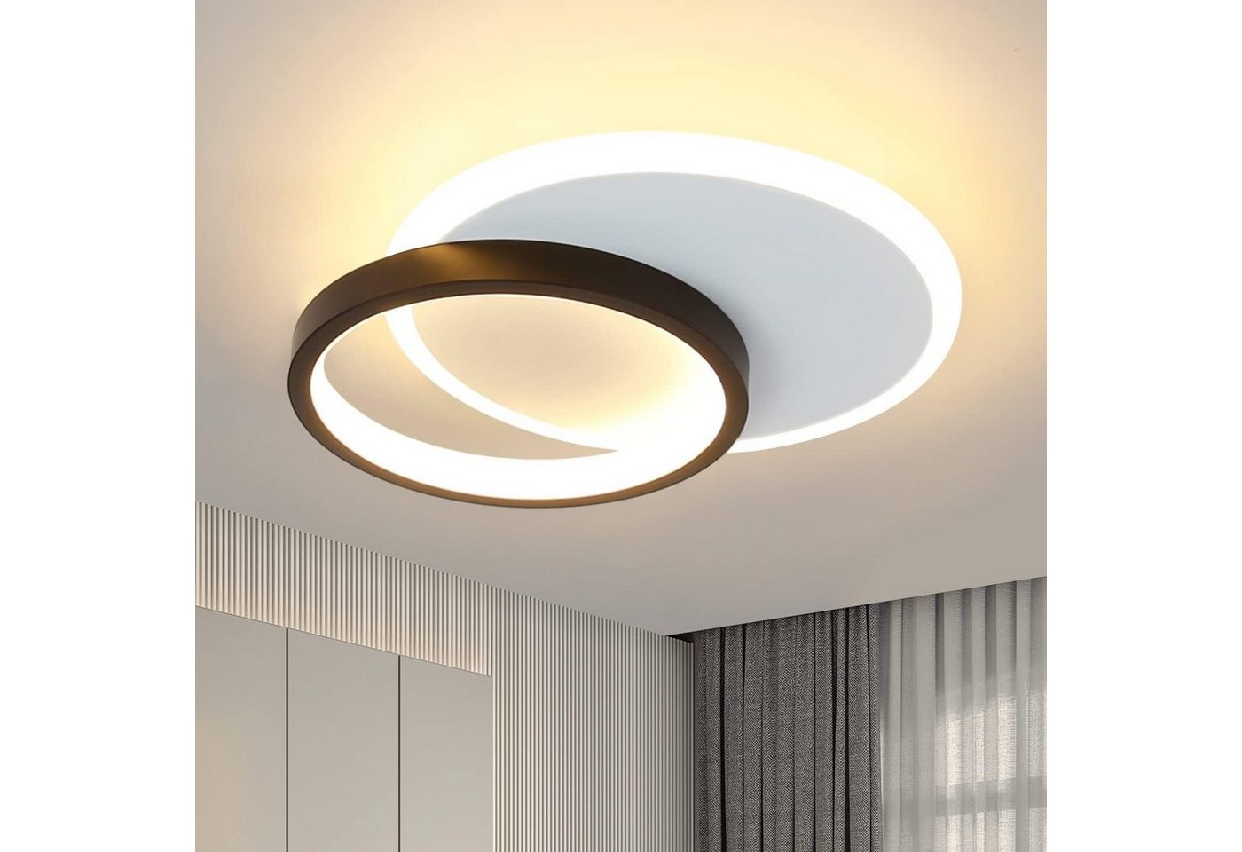 Nettlife LED Deckenleuchte Schwarz Deckenlampe Modern Acryl Rund Deckenbeleuchtung, LED fest integriert, Warmweiß, für Schlafzimmer Wohnzimmer Esszimmer Küche Flur, 12W von Nettlife