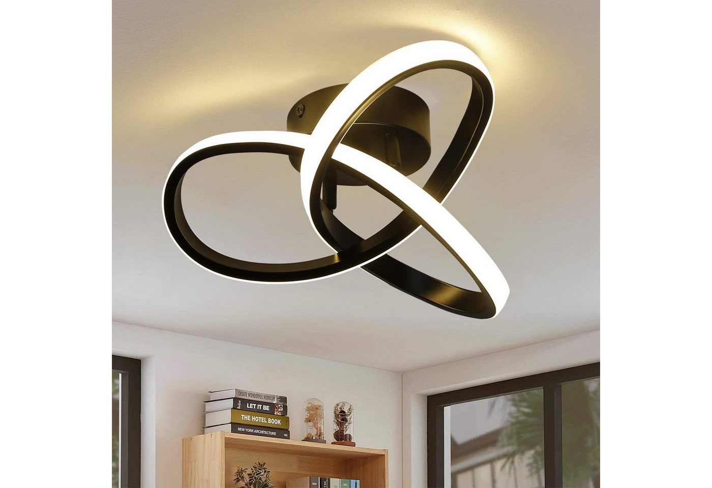 Nettlife LED Deckenleuchte Schwarz Deckenlampe Modern Klein Geometrie, Flimmfrei Blendfrei, Warmweiß, für Küche Flur Schlafzimmer von Nettlife