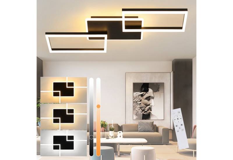 Nettlife LED Deckenleuchte Schwarz Dimmbar Wohnzimmer Modern 48W/63W 80CM Metall, Memory Funktion, LED fest integriert, Warmweiß, Neutralweiß, Kaltweiß, Schlafzimmer Küche Flur Büro von Nettlife