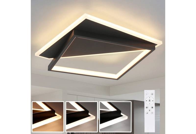Nettlife LED Deckenleuchte Schwarz Modern 40W Dimmbar mit Fernbedienung Deckenbeleuchtung, Verzögerte Abschaltung + Nachtlicht, LED fest integriert, für Wohnzimmer Schlafzimmer Küche Esszimmer Flur Treppenhaus von Nettlife