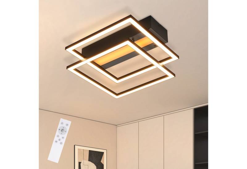 Nettlife LED Deckenleuchte Schwarz RGB Farbwechsel Dimmbar Wohnzimmer 36W Modern Rechteckig, Dimmbar,RGB von Nettlife