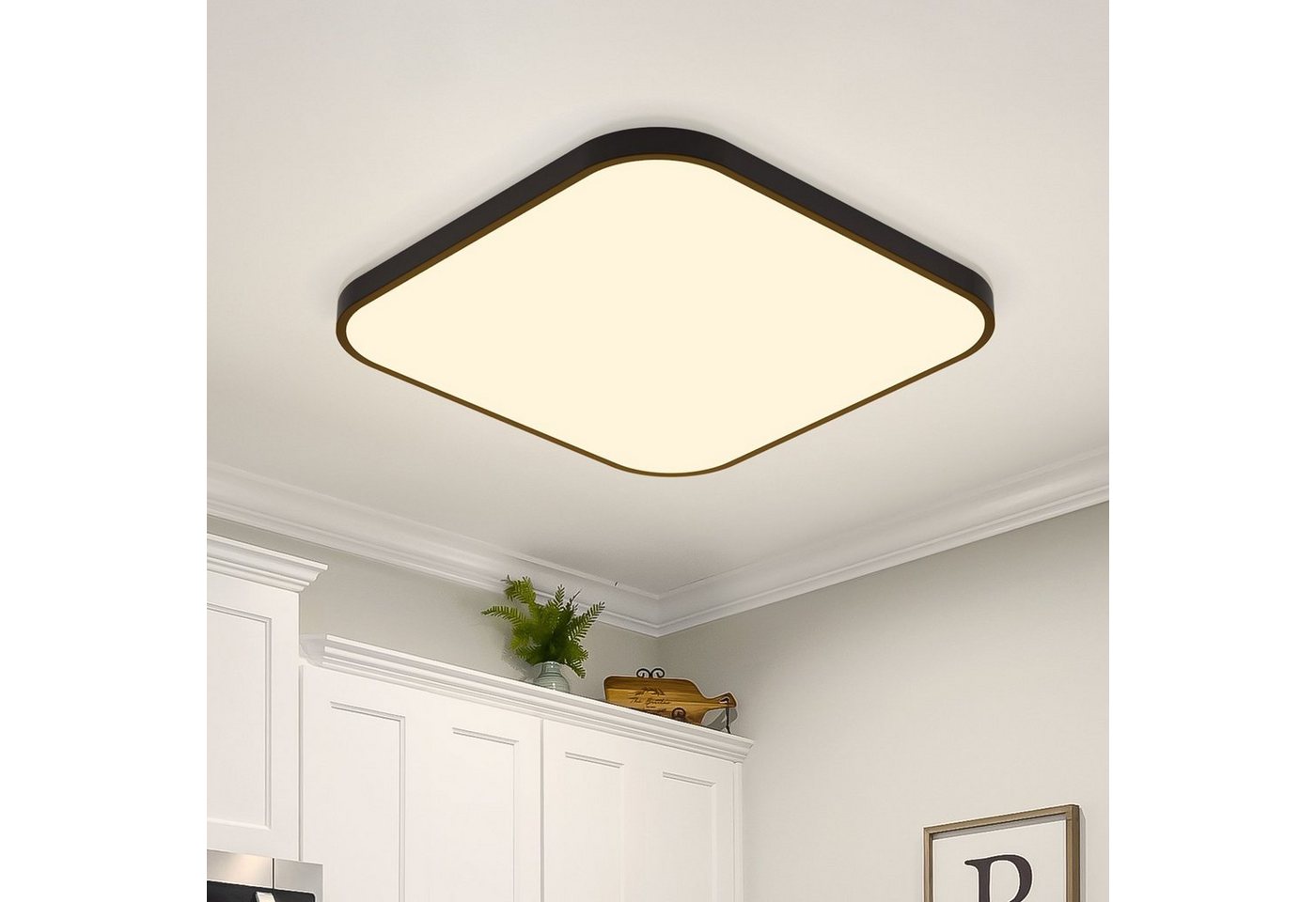 Nettlife LED Deckenleuchte Panel Decklampe Schwarz Flach 19W 27cm IP44, wasserdicht, LED fest integriert, Warmweiß, für Schlafzimmer Wohnzimmer Küche von Nettlife